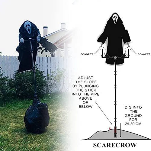Halloween skull screaming scarecrow decoration, plastic skull prop, 70 x 40cm, for home and garden