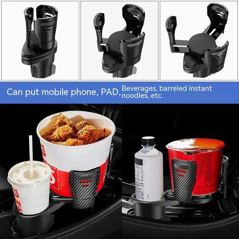 Second generation car cup holder modification accessory in carbon fibre pattern with matte finish
