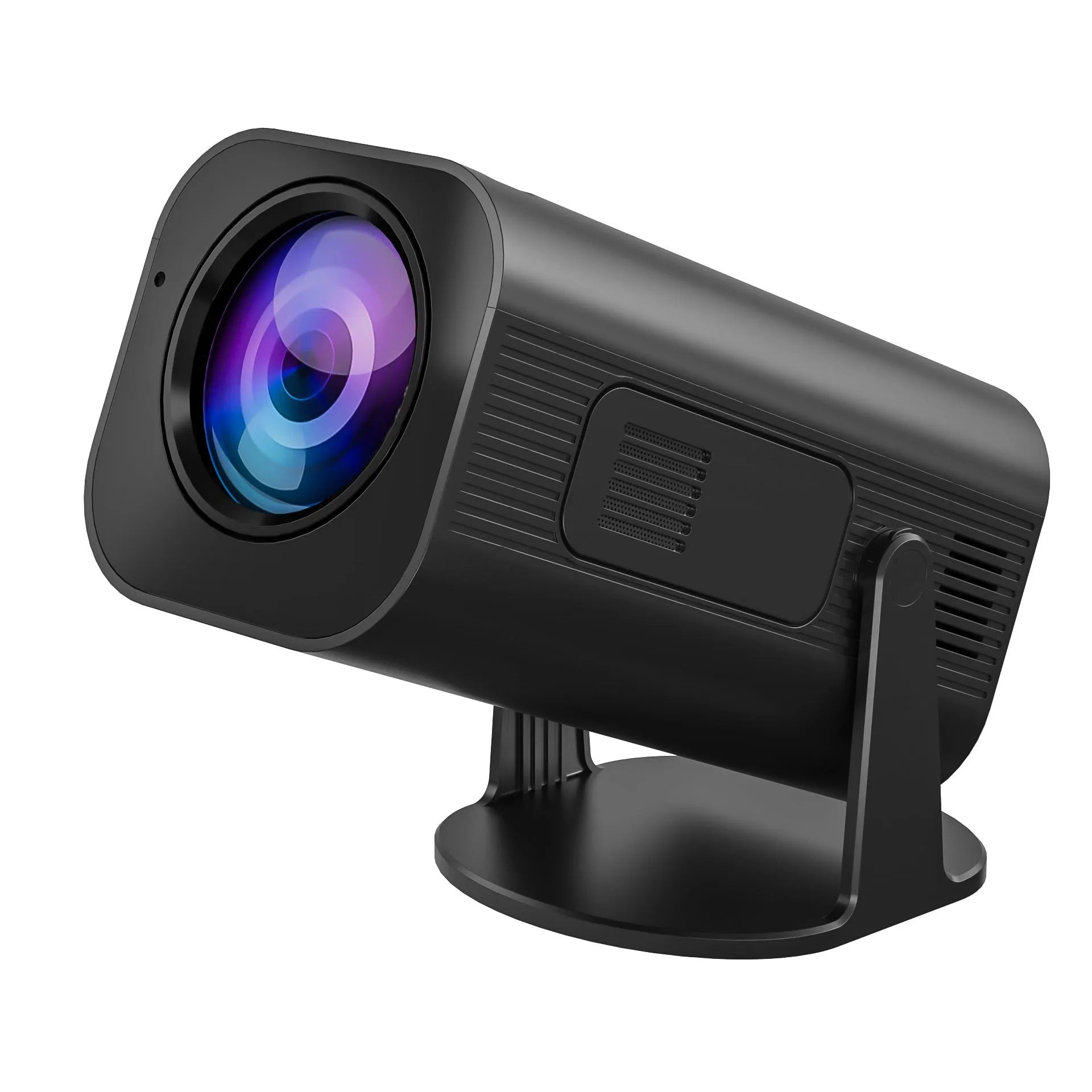 Black P330 portable mini projector with remote control on white background