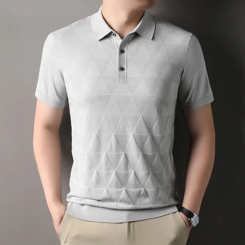 Men's thin ice silk lyocell short sleeve T-shirt in regular fit showing green colour option