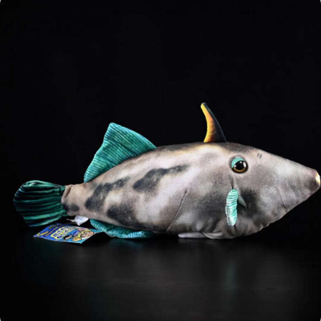 Green fin pufferfish plush toy, 42cm flannel stuffed doll with PP cotton filling