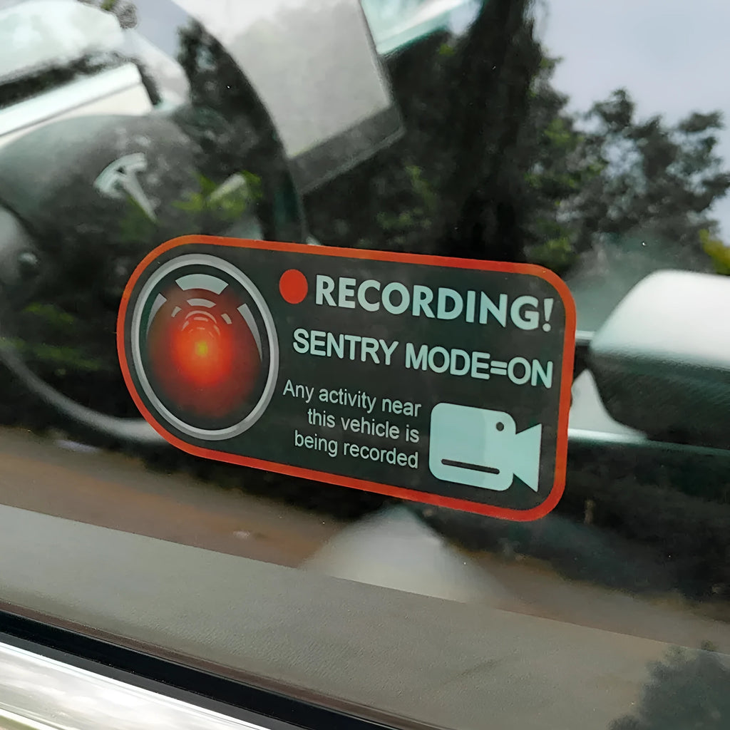 Tesla Sentry Mode electrostatic warning sticker 11x5cm for Model 3 Y S X vehicles