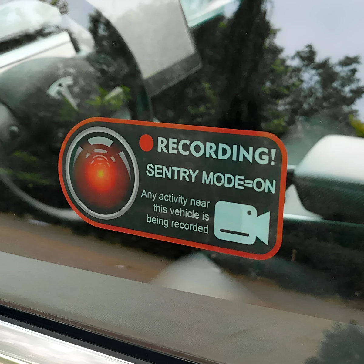Tesla Sentry Mode electrostatic warning sticker 11x5cm for Model 3 Y S X vehicles