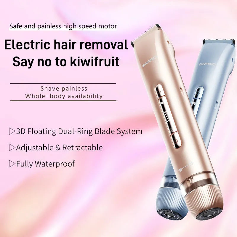 2 in 1 women's electric shaver with square foil and round rotating heads, USB rechargeable, pink colour