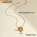 Gold-plated geometric pendant necklace with adjustable chain on model