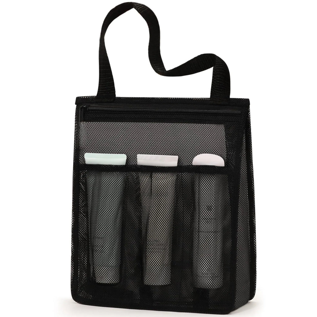 Large black swimming gym bag with multiple compartments including mesh pocket and dry wet separation