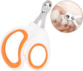 Blue pet nail clippers with circular cutting hole and cushioned non-slip handle for cats and small animals.