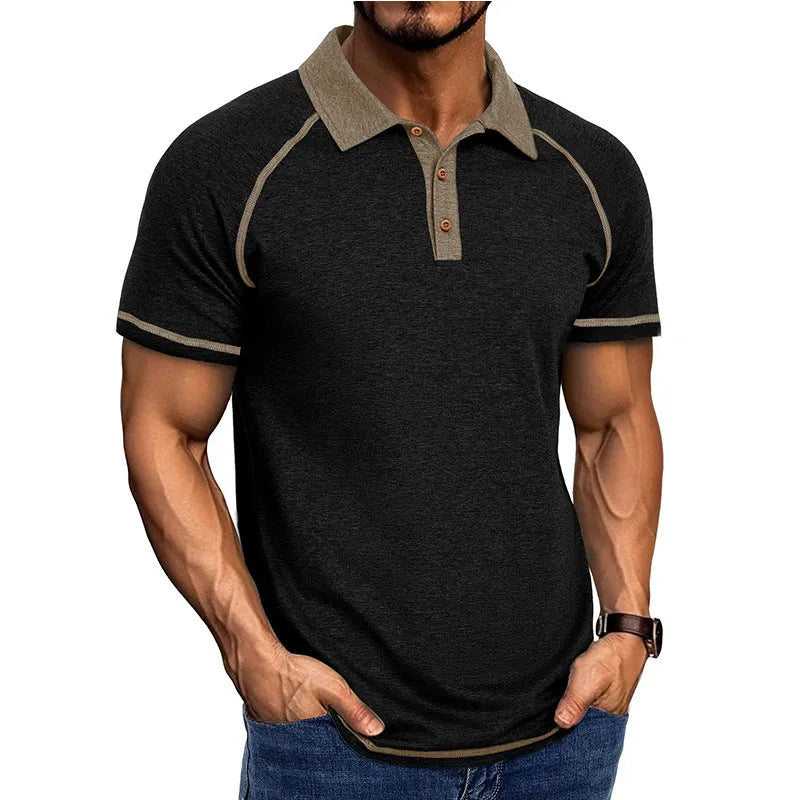 Men's short sleeve polo shirt with lapel collar, polyester fibre, nine colours, Asian sizes S to XXXL