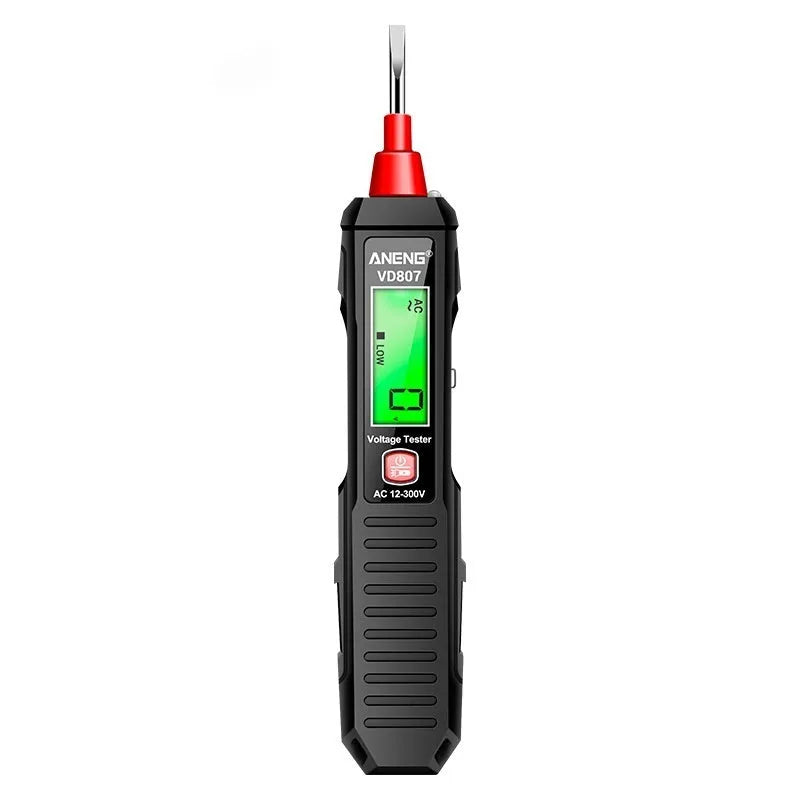 Black and red digital voltage testing pen with LCD display for electrical measurement