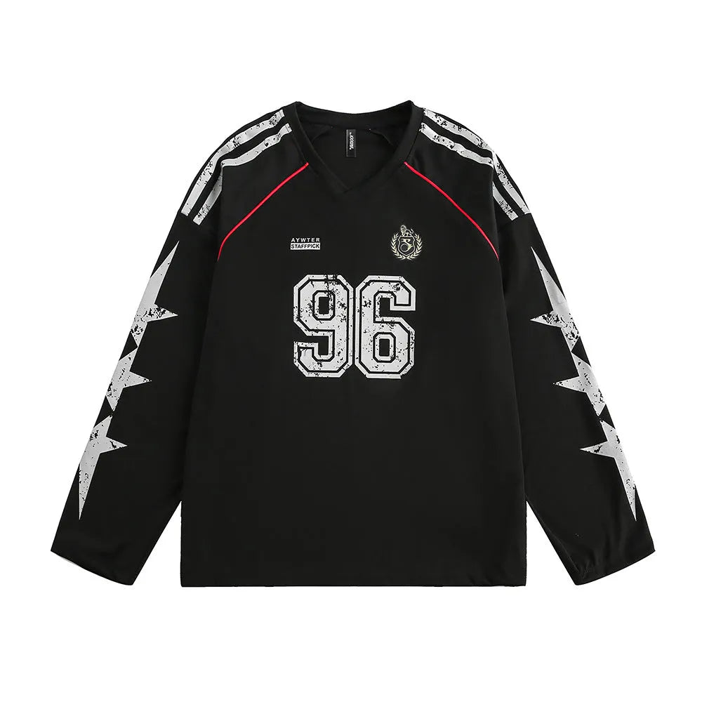 Cotton blend baseball style loose top for men and women in black, front view