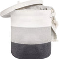 Extra large cotton string laundry basket with lid in brown, grey or zebra colour options