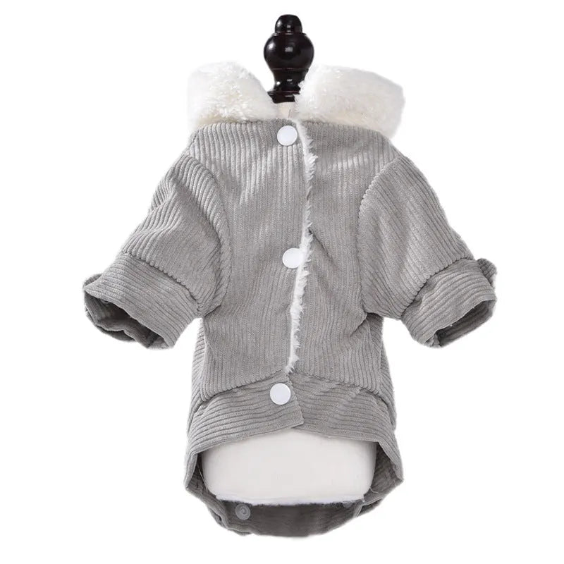Lambswool dog vest with wool lining in grey or pink, sizes XS to XXL