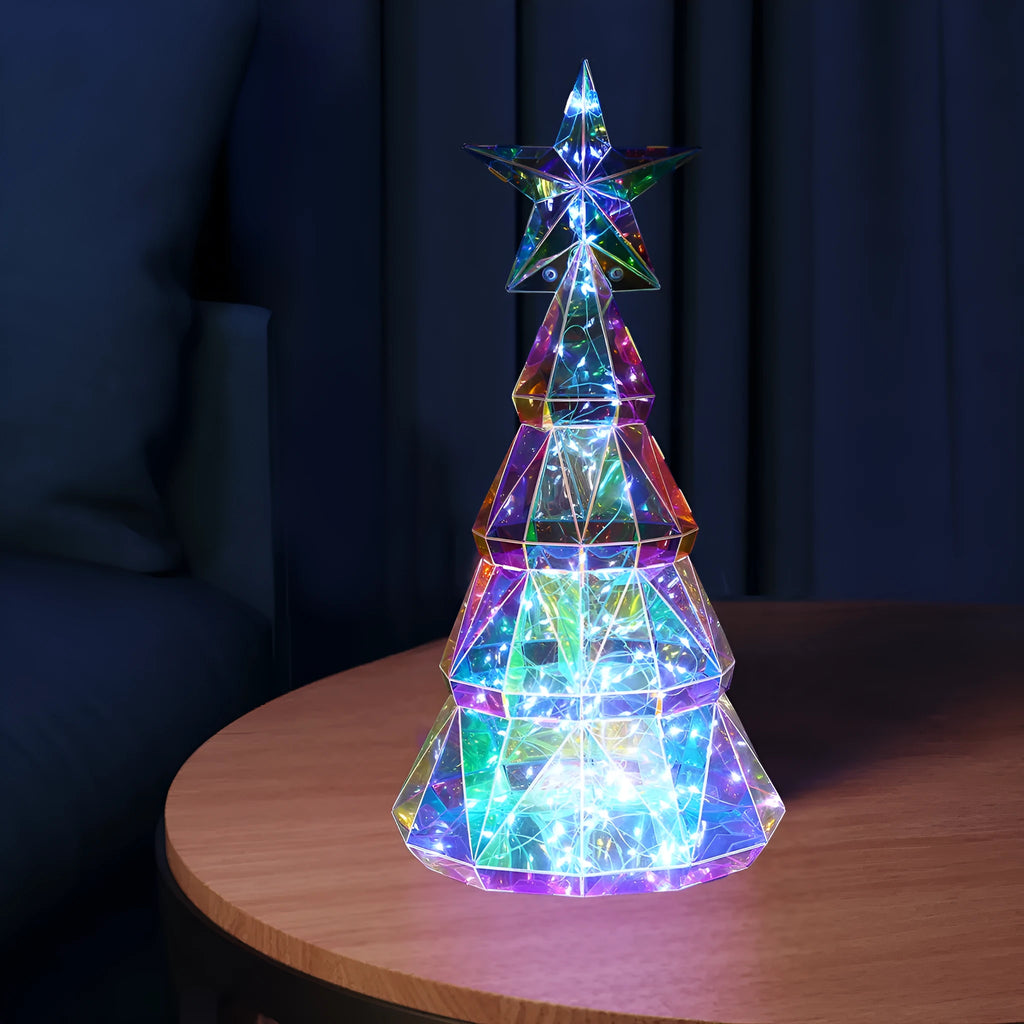 Colourful cartoon Christmas tree light decoration with PET plastic construction measuring 20cm height