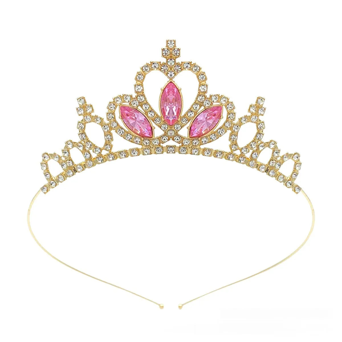 Gold and silver alloy princess crown for girls with coloured gemstone decorations.
