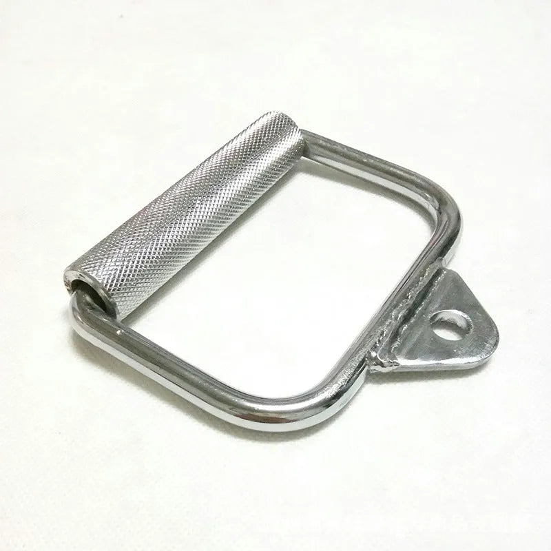 Silver D-type tension bar handle made from electroplated steel for fitness equipment, single tension rod
