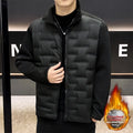 Black lightweight down jacket, loose fit cardigan style, sizes XS-4XL