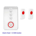 White emergency alert system with one buzzer unit and three wireless call buttons for elderly safety