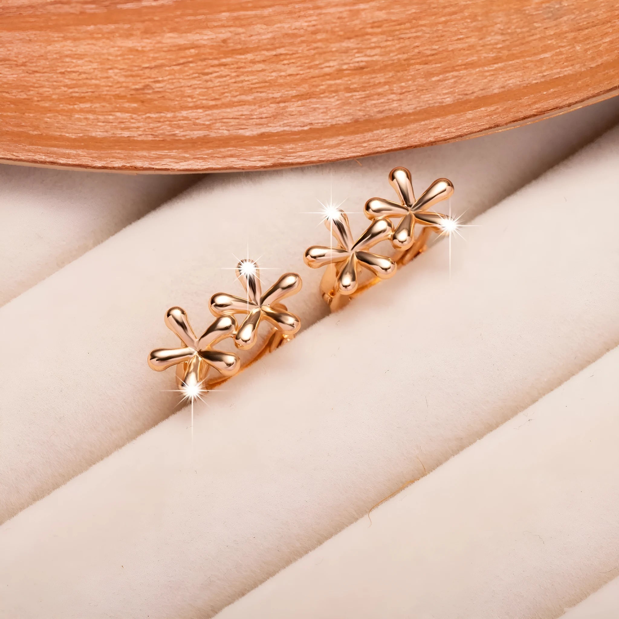 Rose gold electroplated circular waterdrop flower earrings for women