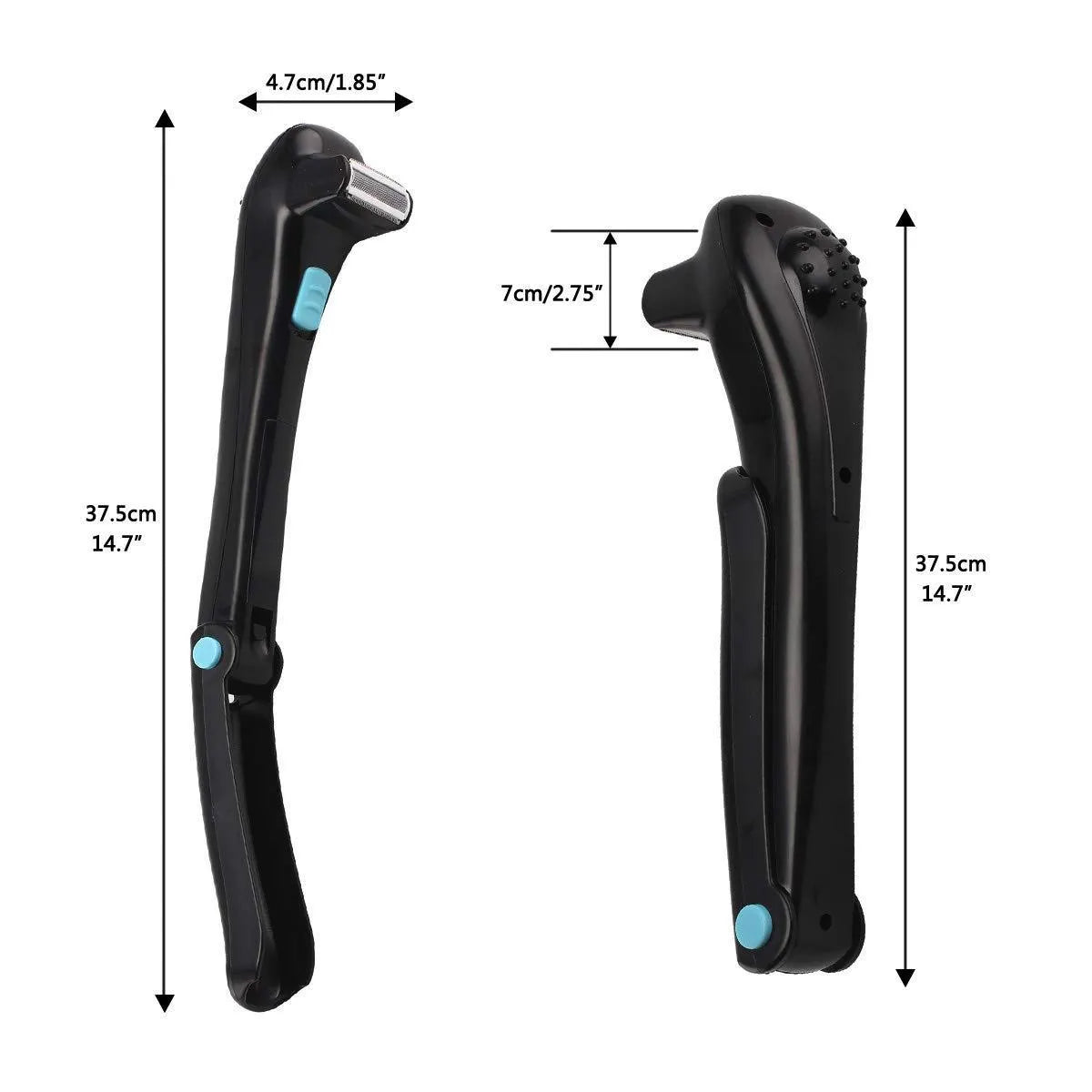 Black folding electric body hair removal shaver with ABS plastic construction