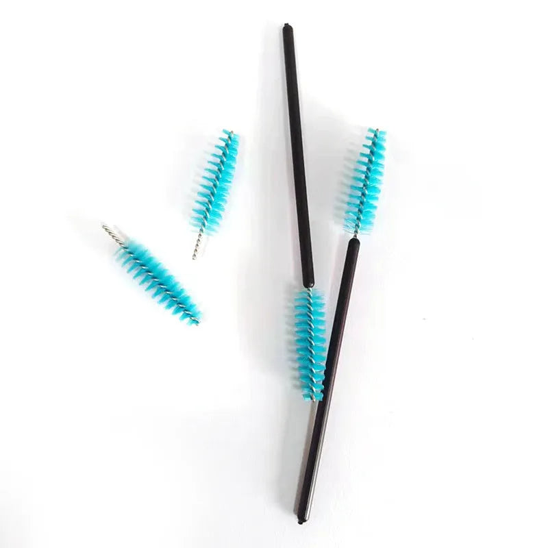 Rigui 50pcs plastic eyelash brush set in black, pink, red, blue, white, yellow and purple