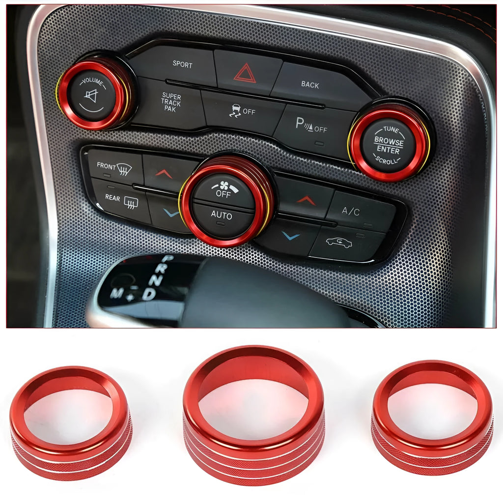Aluminium alloy decorative knob ring in various colours for Dodge Grand Cherokee 2015-2022 interior modification