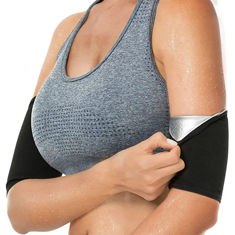 Adjustable sports arm band sweatband in black red and blue colours for yoga and fitness training with multiple size options