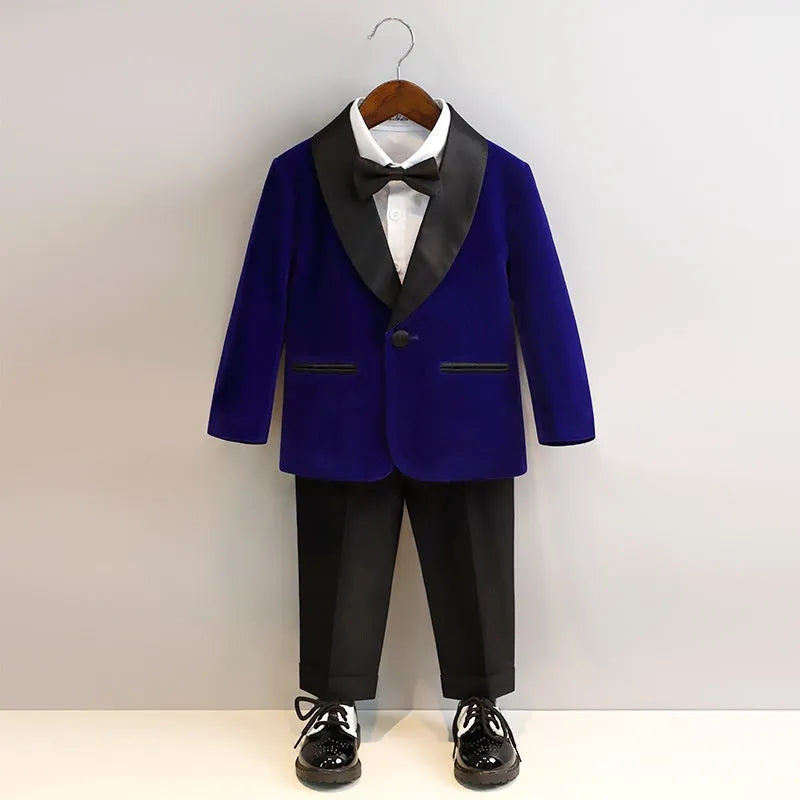 Children's corduroy suit set in wine red, black, dark green or sapphire blue, 3 or 4 piece, sizes 80cm to 150cm