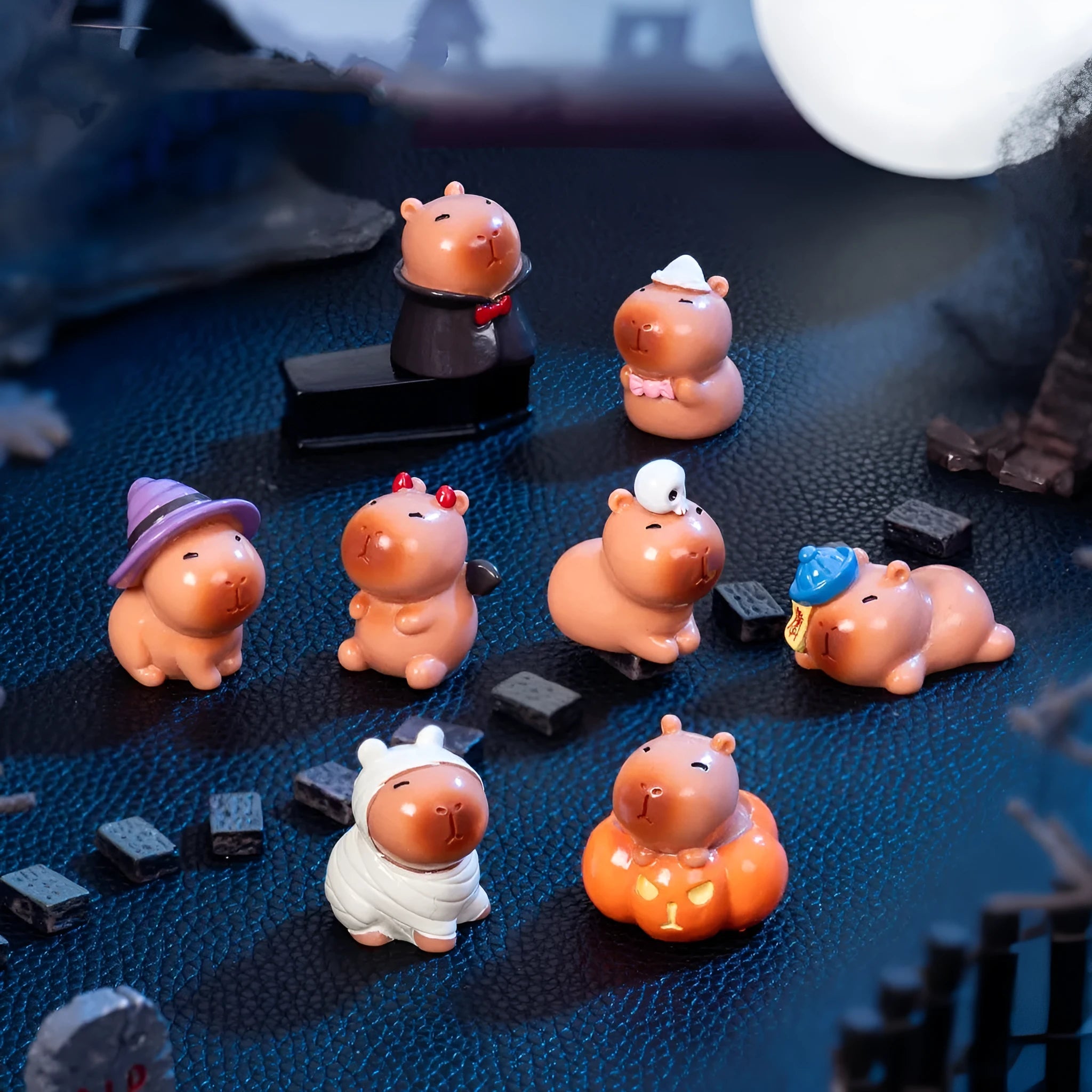 Halloween-themed capybara resin decoration in one of eight character designs for micro landscapes.
