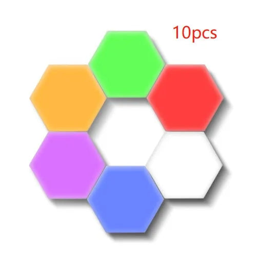 Helios modular honeycomb wall lamp with hexagonal panels in modern minimalist design