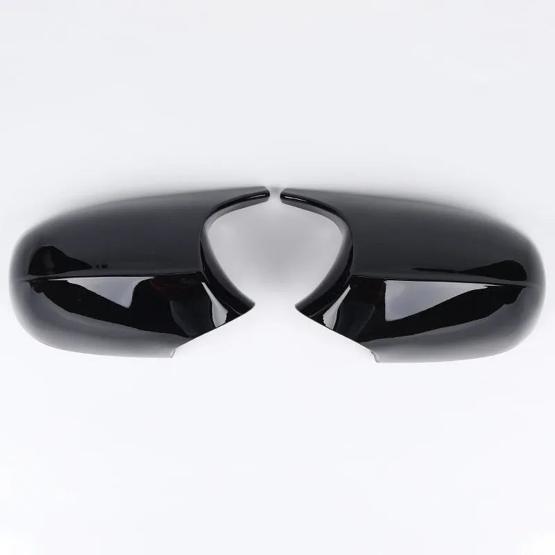 BMW 3 Series E90 rearview mirror replacement shell pair in black and carbon pattern finishes