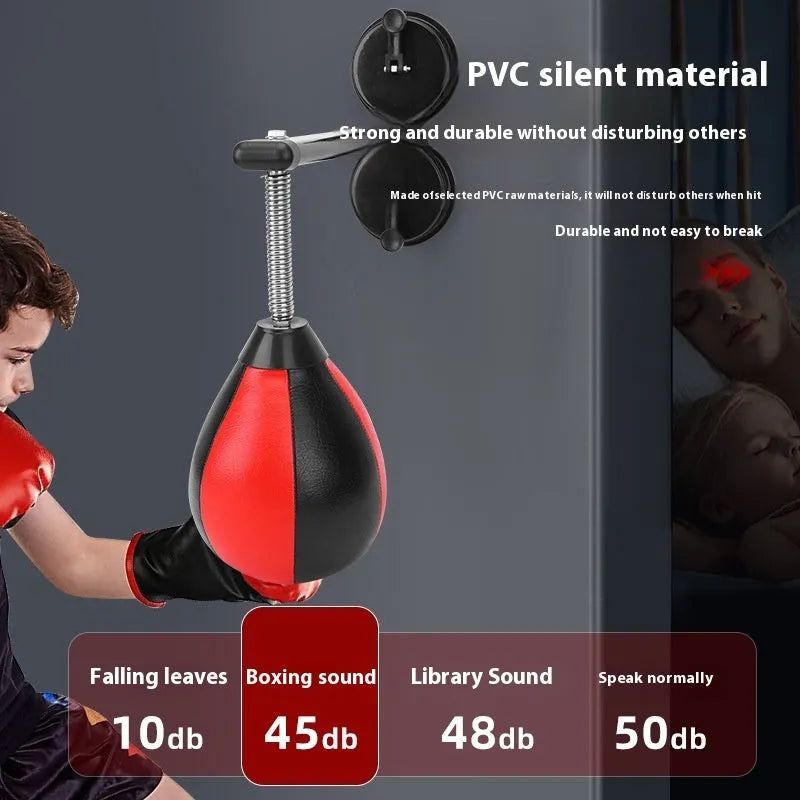 Red and black boxing reaction ball with suction cup mount for home training