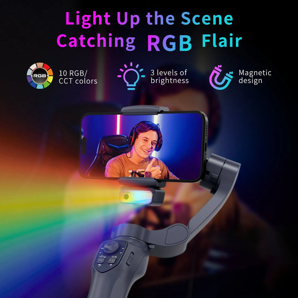 RK series foldable handheld smartphone gimbal stabiliser in gun colour with tripod head