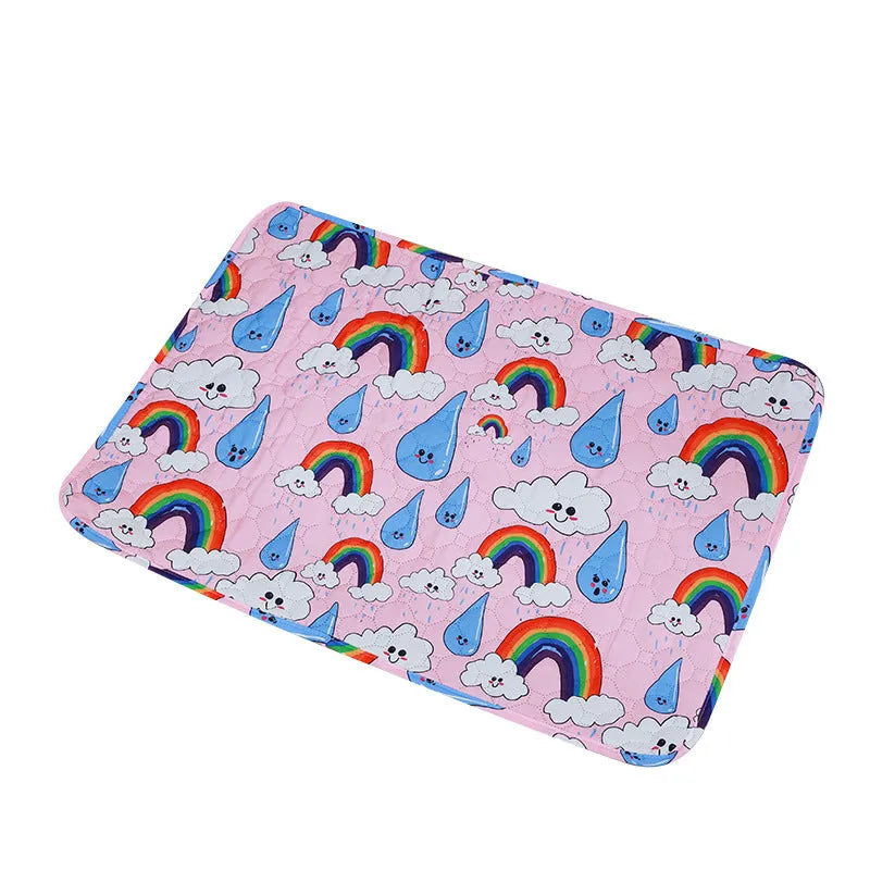Reusable washable waterproof pet urine pad with animal print designs in multiple sizes