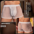 Men's black and white ultra-thin nylon boxer briefs laid flat