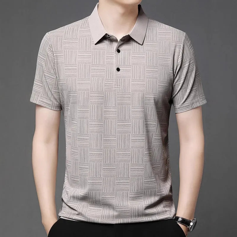 Slim fit men's lapel t-shirt in polyester blend fabric available in multiple colours with Asian sizing