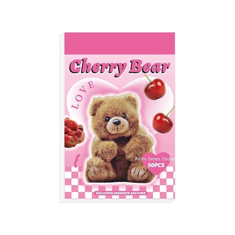 Copper board paper cartoon sticker book open showing 4x6cm sheets in various colours.