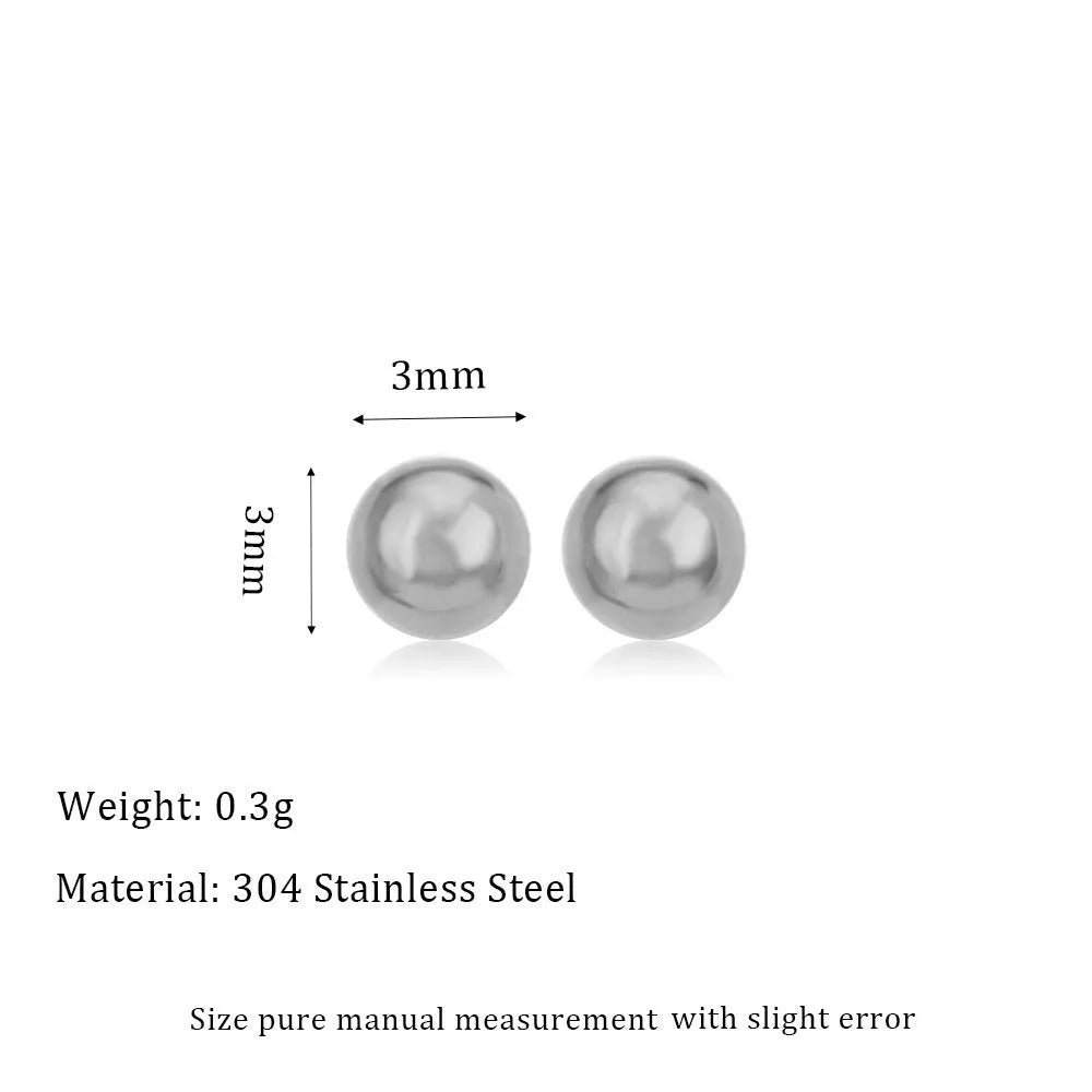 Stainless steel ball stud earrings with 18K electroplating in minimalist round design