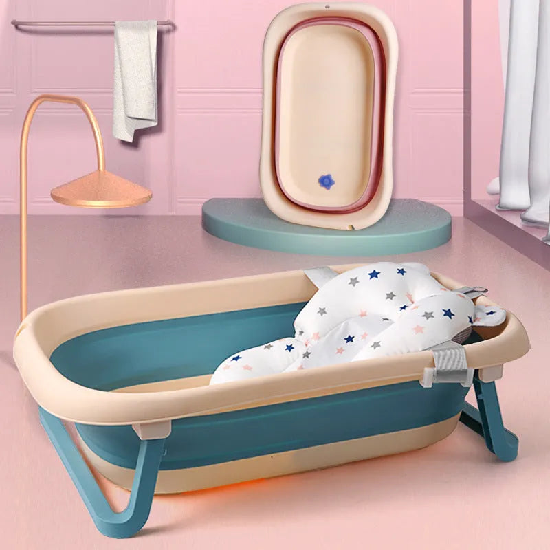 Foldable baby bath support mat with Styrofoam particles, shelf-type bath pad in white star, light blue star, pink bear, green bear or white crown