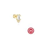 S925 sterling silver flat column geometric ear bone stud with gold electroplated finish.