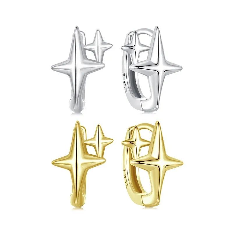 Minimalist oxidised sterling silver star ear clip with XINGX element.