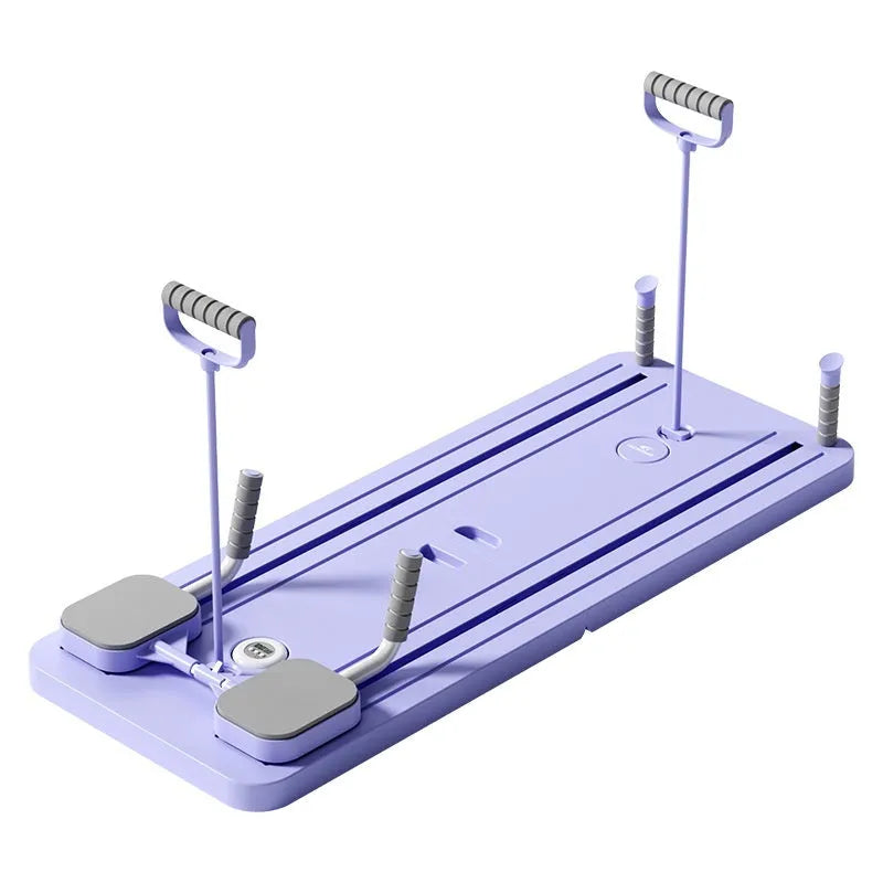 Purple PP plastic fitness board with automatic rebound abdominal wheel for home workouts
