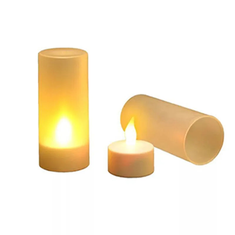 White plastic USB rechargeable LED candle lamp, 4cm base, 5.5cm flame head, yellow white colourful light