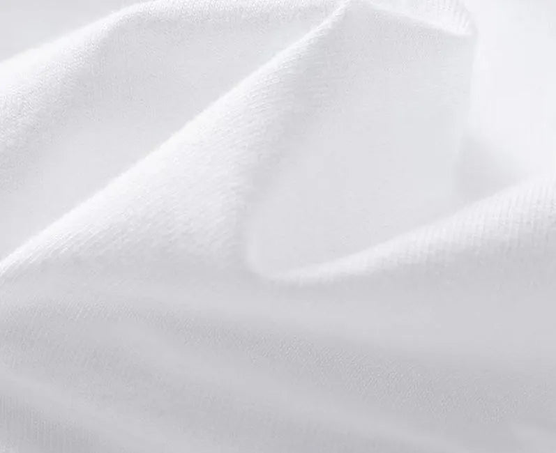 Men's white and black pure cotton loose fit short sleeve t-shirt showing front printing detail