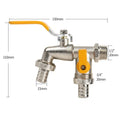 Black plated zinc alloy garden tap with double water outlet and 1/2 connection reference