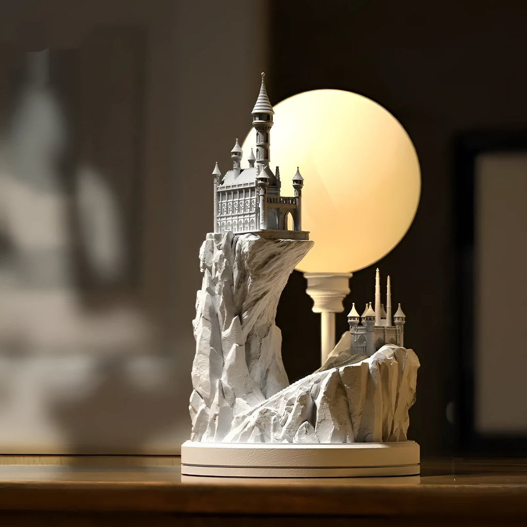 White composite gypsum table lamp with wire control switch for bedroom bedside use