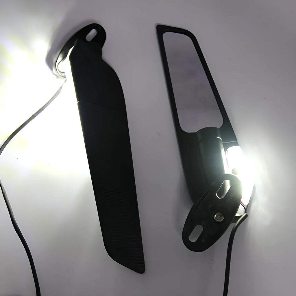 Motorcycle rearview mirror with convex lens and aluminium alloy housing in yellow light finish