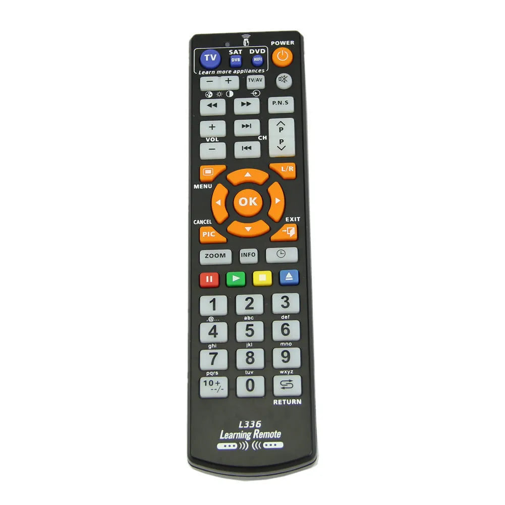 Black L336 universal learning remote control with full key buttons and infrared transmitter