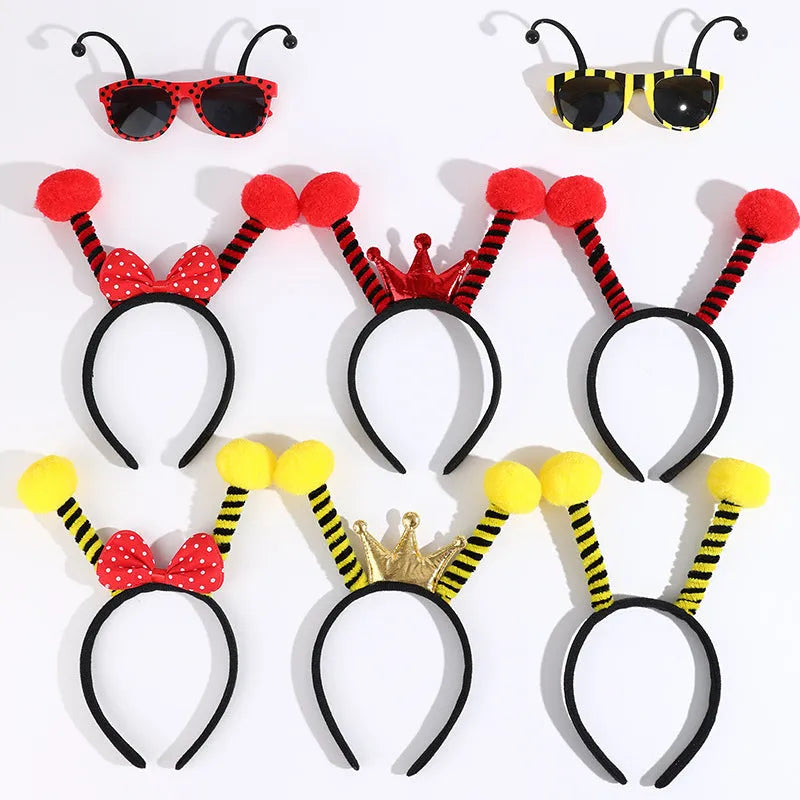 Children's insect-themed dress-up set with a cloth headband and matching glasses.