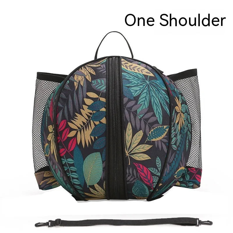 Oxford cloth basketball training bag with adjustable strap shown in a camouflage colour option.