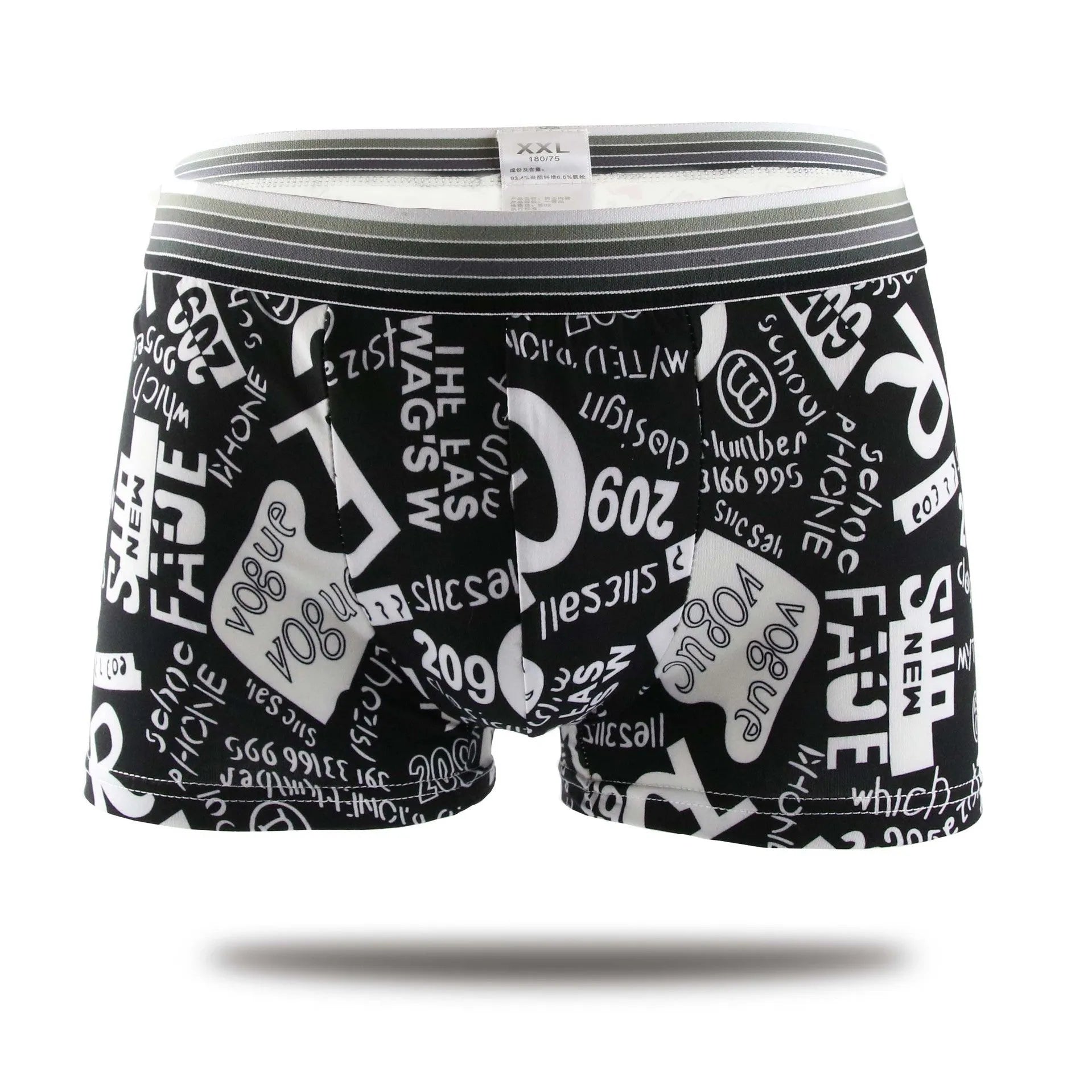 Cartoon print mid-waist polyester boxer briefs men's underwear elastic waistband